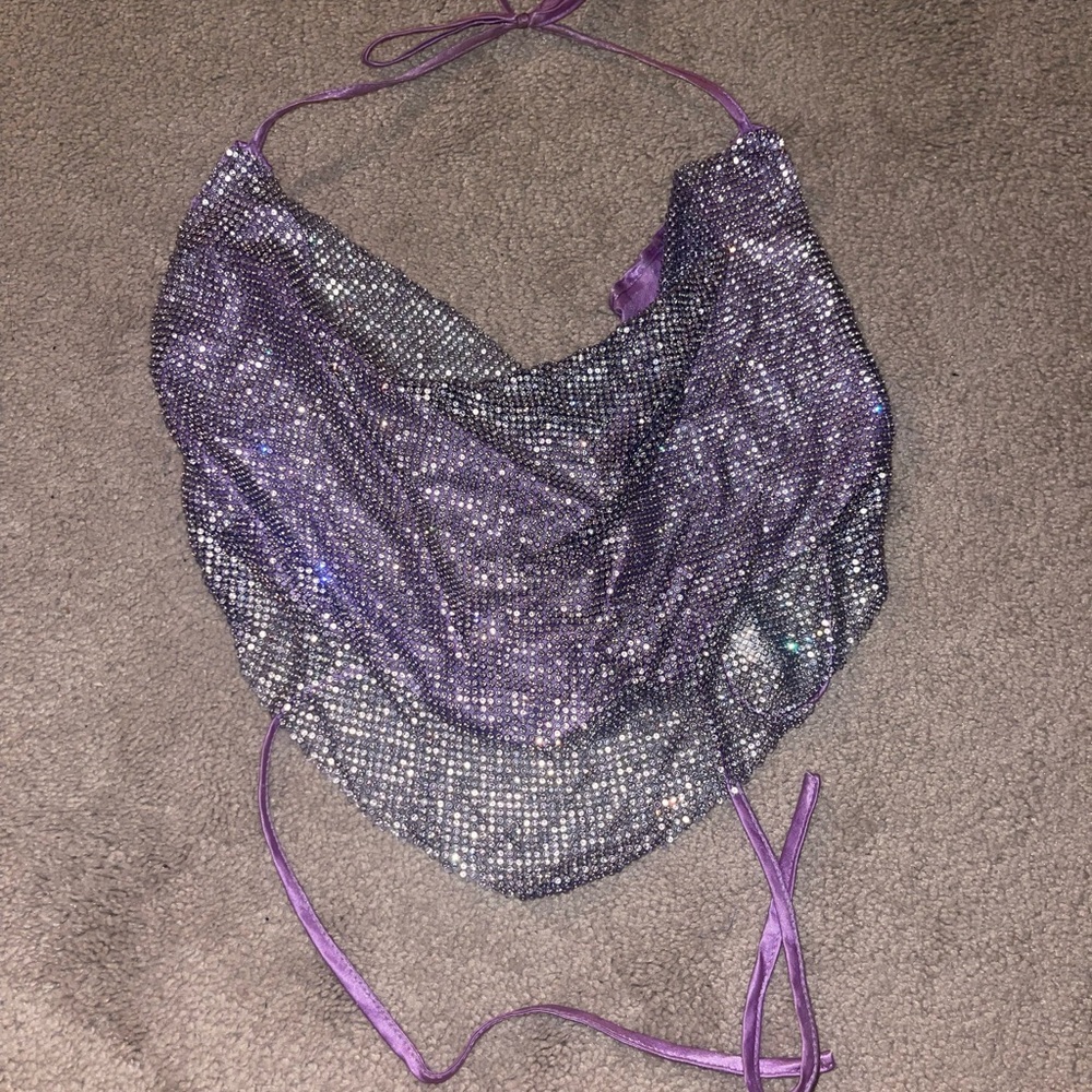 Purple and Silver Halter Top